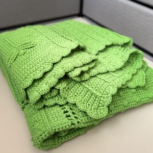 Handmade Green Crochet Throw Blanket