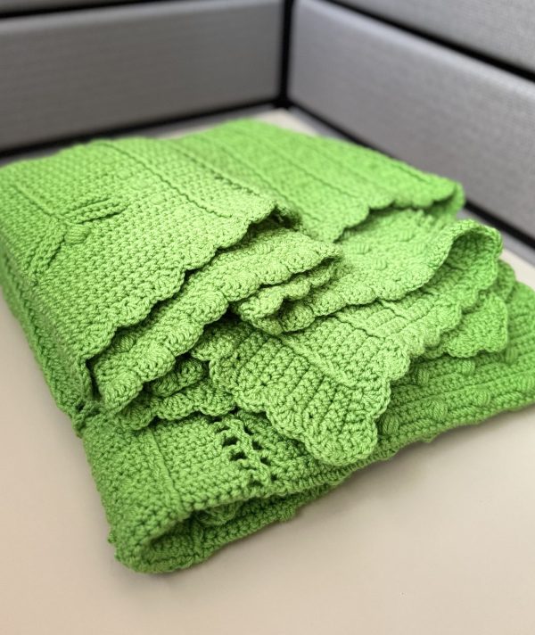 Handmade Green Crochet Throw Blanket